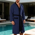 thumbnail image 4 of successthop Bathrobes for Men Long Sleeves Bathrobe Knee Homewear Belted Sleepwear Jacquard After Bath Fall Loungewear, 4 of 8