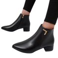 thumbnail image 4 of NECHOLOGY Botas Mujer Adulto Femenino Zapatos Botines de mujer Zapatos gruesos Tacones Botas térmicas Cremallera Alta Transpirable Retro para mujer Botas para mujer (Black, 8.5), 4 of 7