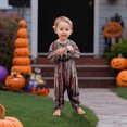 thumbnail image 2 of Family Pajamas Matching Sets - 2 piece Halloween Spooky Face Print Short Sleeved Top Pants Loungewear Set, Matching Halloween Pjs for Family Halloween Nights for 12 Months Pjs, 2 of 4