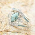 thumbnail image 3 of Trayknick 3Pcs Women Rings Stackable Artificial Turquoise Women Electroplated Long Lasting Finger Rings Jewelry Accessories Golden US 9, 3 of 13