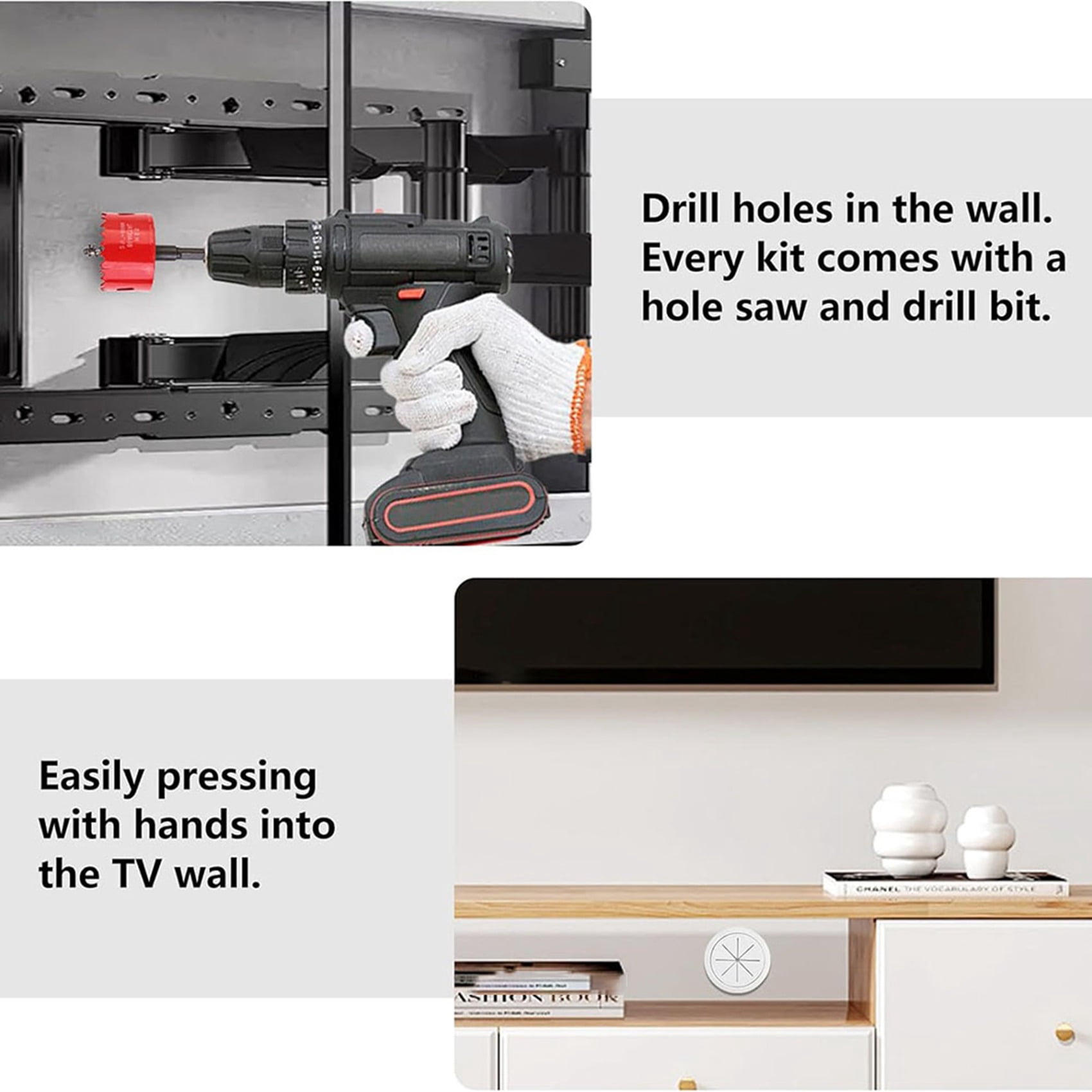 8 Pack Wire Concealer for Wall Mounted TV, 2-3/8 Inch (60Mm Hole) TV Wall Wire Concealer, Wall Cable Management Kit