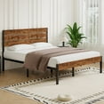 thumbnail image 3 of VECELO Queen Bed Frame with Wooden Headboard, Rustic Industrial Platform Bed and Strong Metal Slats, No Box Spring Needed, Brown, 3 of 14
