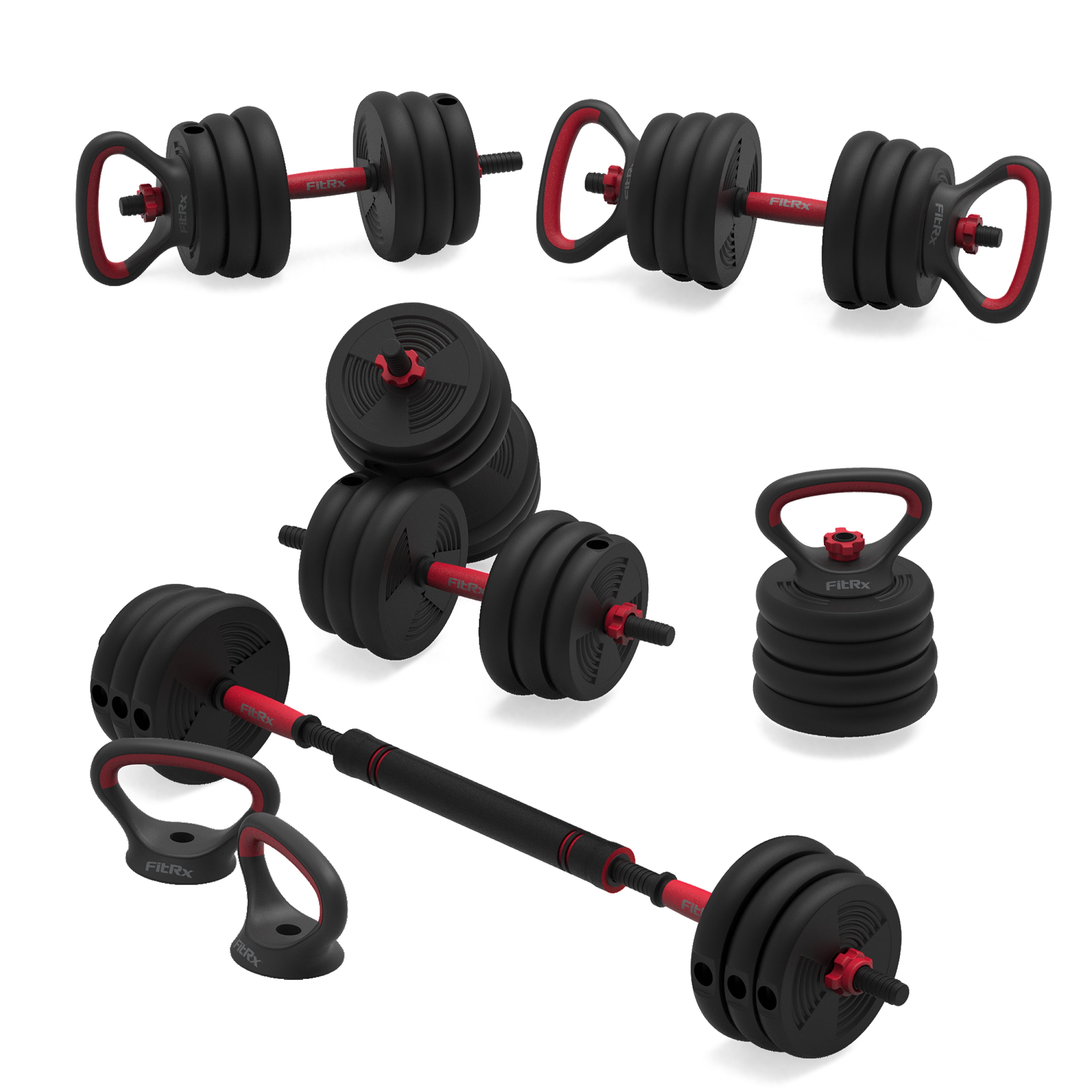 H&N Fashion Adjustable 44LB Dumbbell Weight Set Barbell Lifting 4 Spinlock Collars & 2 Connector Options for Gym Home Bodybuilding Training