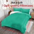 Whosucclay Solid Teal 3-Piece Duvet Cover Set, Comfy All-Season Bedding ...