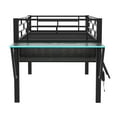thumbnail image 6 of Kumix Twin Loft Bed with Desk, Gaming Mid Loft Bed with LED and Vented Mesh Underbed Storage for Teens Adults, Metal Low Gaming Bedframe with Guardrail and Ladder for Bedroom, Black, 6 of 8
