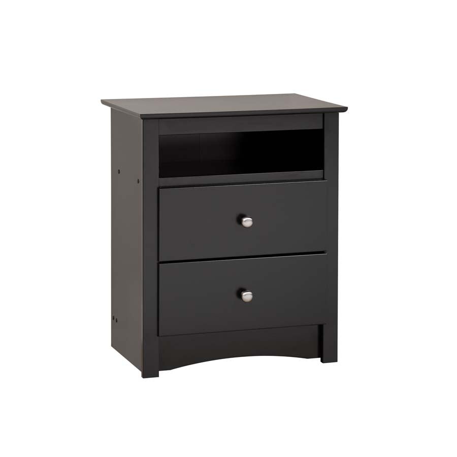 Prepac Sonoma Tall 2 Drawer Nightstand With Open Shelf Black Walmart Com Walmart Com