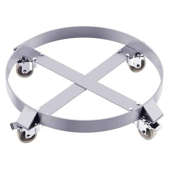 Ladcaser 55 Gallon Steel Drum Dolly Drum Heavy-Duty 1000lbs Capacity Barrel Dolly Cart Drum Caddy with Steel Frame 4 Swivel Casters Wheel, for Warehouse Drum Handling, Silver