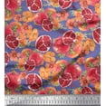 thumbnail image 1 of Soimoi Velvet Fabric Leaves,Floral & Pomegranate Fruits Decor Fabric Printed Yard 58 Inch Wide, 1 of 1