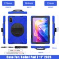 thumbnail image 3 of For Xiaomi Redmi Pad 2 Case 11 inch 2025, 360 Hand Strap, Shoulder Strap, Kickstand, Rugged Drop Protection, Blue, 3 of 7