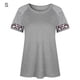 thumbnail image 1 of Camiseta de mujer con estampado de rayas, manga corta, blusa con cuello redondo, gris, S Vogacara  AP001776-11, 1 of 7