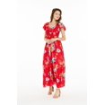 thumbnail image 5 of Women's Hawaiian Maxi Ruffle Sleeve Dress in Hibiscus Red, 5 of 5