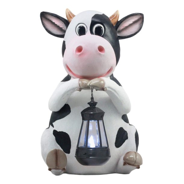Ebros Country Animal Farm Whimsical Bovine Holstein Cow Statue With