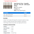 thumbnail image 2 of Spark Plug Set 6 Piece - Compatible with 1995 - 1999, 2001 - 2005 Chrysler Sebring 1996 1997 1998 2002 2003 2004, 2 of 2