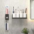 thumbnail image 2 of Wall-Mounted Toothbrush Organizer with No-Drill Installation – 20cm Black Space-Saving Rack for Electric/Manual Toothbrushes, Toothpaste, Floss & Oral Care Essentials – Modern, Durable Bathroom, 2 of 6