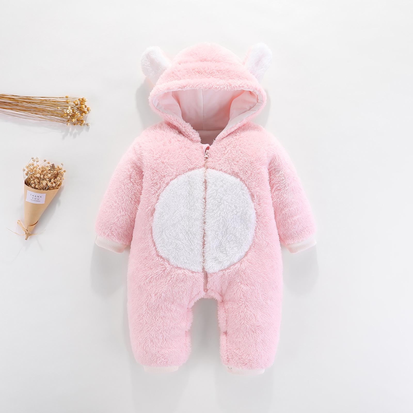 WJSXC Newborn Baby Winter Girls Boys Clothes Warm Overall Rompers Jumpsuit Pink Walmart
