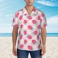 thumbnail image 2 of Sikiie Floral Strawberr Print Men's Hawaiian Shirt, Summer Beach Button Pocket Short Sleeve T-Shirt,Medium, 2 of 7
