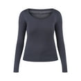 thumbnail image 3 of No Boundaries Scoop Neck Everyday Tee with Long Sleeves, 1 and 3 Pack, Women's, 3 of 7