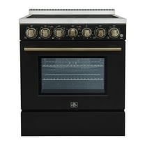 Forno Paolo 30-Inch Freestanding Electric Range, Black, 4.38 cu.ft, True Convection Oven, Energy Efficient