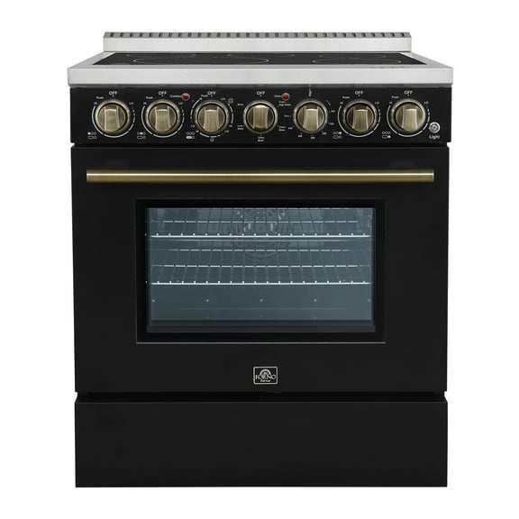 Forno Paolo 30-Inch Freestanding Electric Range, Black, 4.38 cu.ft, True Convection Oven, Energy Efficient