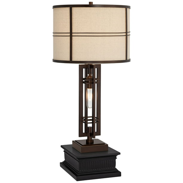 Rustic Western Table Lamp, Oil Rubbed Bronze Table Lamp With White Shade