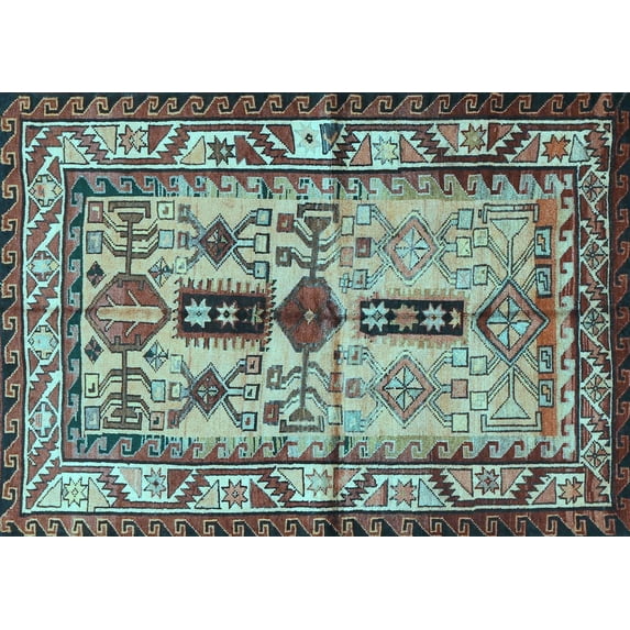 Ahgly Company Indoor Rectangle Persian Light Blue Traditional Area Rugs, 2' x 5'