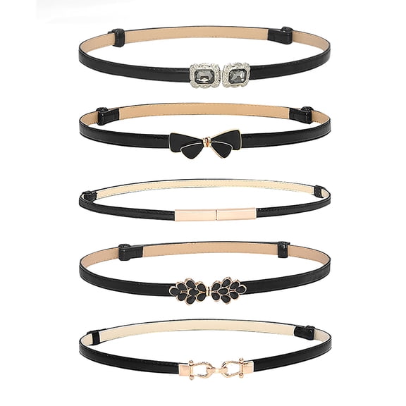 Helii Women Elastic Stretch Waist Belt Adjustable PU Leather Belt with Buckle for Dresses Jeans