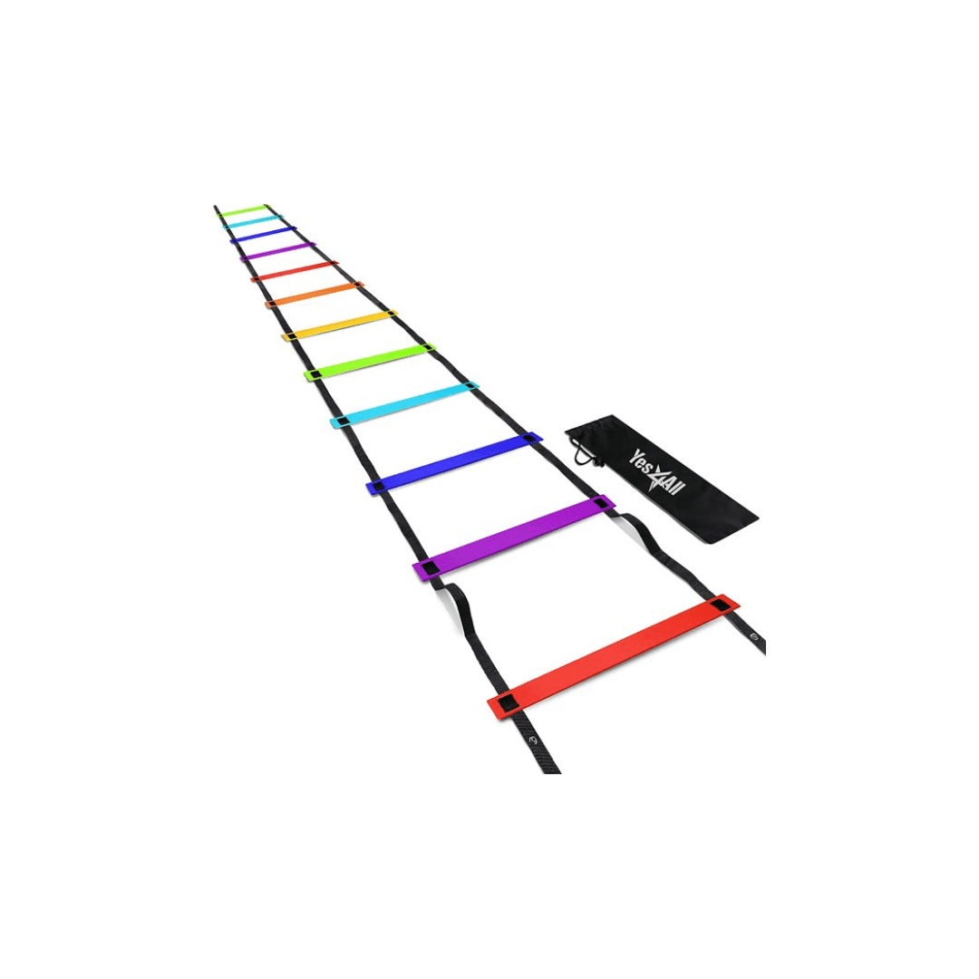 Yes4All Agility Ladder With Carry Bag, 8 Rungs, Rainbow 