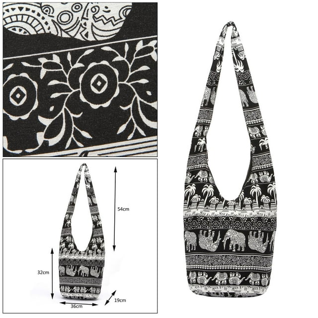 Bolso bandolera Hugo Monedero de hombro hippie tailandés negro