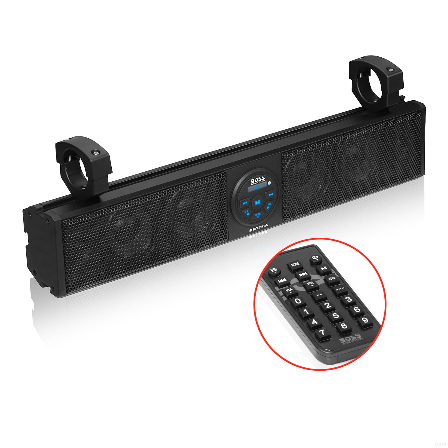 BOSS Audio Systems BRT26A ATV UTV Sound Bar - 26 Inch Wide, IPX5 Rated  Weatherproof, Bluetooth, Amplified, 4 Inch Speakers, Soft Dome Tweeters,  Easy 