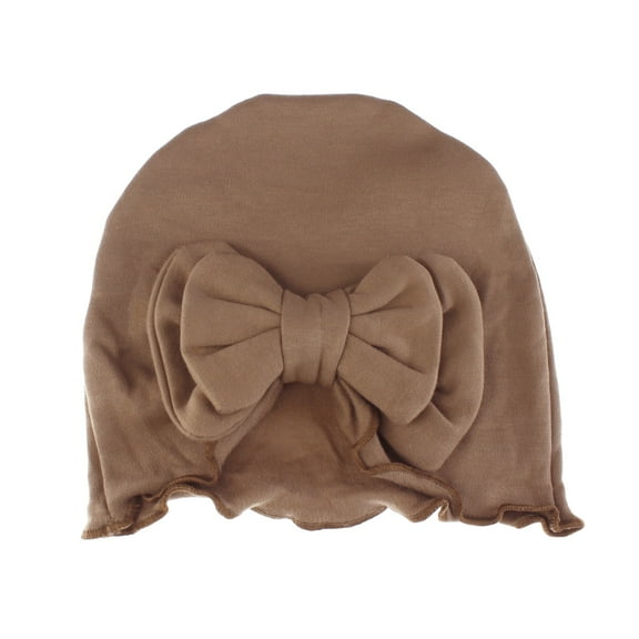 My Lello Baby Vintage Ruffle Bow Cotton Beanie Hat - (9 - 24 Months) Cocoa Brown