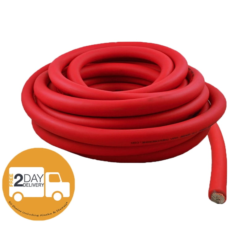 1/0 AWG 0 Gauge 25 Feet High Performance Flexi Amp Power/Ground Cable Wire Red