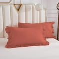 thumbnail image 5 of DNG Creations 5 Piece Vintage Ruffle Duvet Cover 100% Egyptian Cotton, 800 Threads Count - With Zipper & Corner Ties ( Full/Queen - Solid Brick Red ), 5 of 7