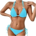 thumbnail image 2 of ylioge Bikini Sets for Womens 2025 Summer Two Piece Bathing Suits Built in Wireless Bras Solid Color Trendy Beach Thongs Swimsuits, 2 of 6
