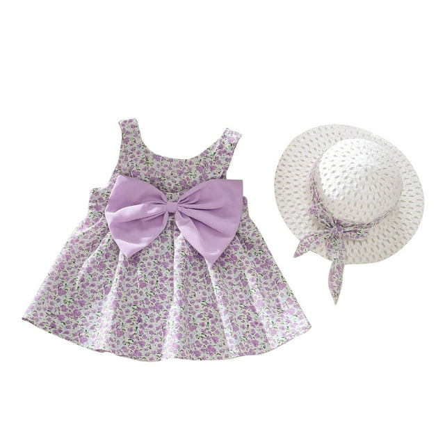 Robe Sans Manches pour Filles avec Capuche, Robe d'Été à Imprimé Floral pour Tout-Petits, Robe de Jeu en Polyester Léger pour Bébés et Enfants, Robe Décontractée à Col Rond