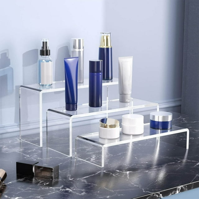 Acrylic Riser, Acrylic Shelves - 3-Tier Clear Perfume Organizer,Sturdy and Stable Acrylic Organizer for Display Decorative,Skincare Organizers for Countertop, Tabletop, Collectibles, Nail Polish