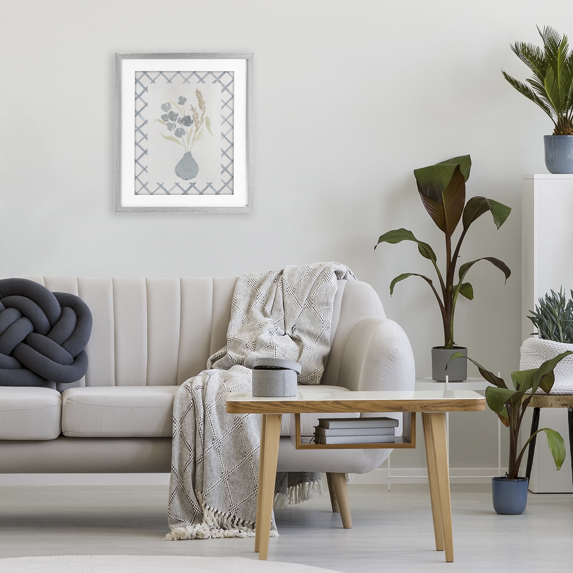Stupell Industries Muted Blue Anna Bouquet Gray Framed Print Under Glass, design by Lucille Price
