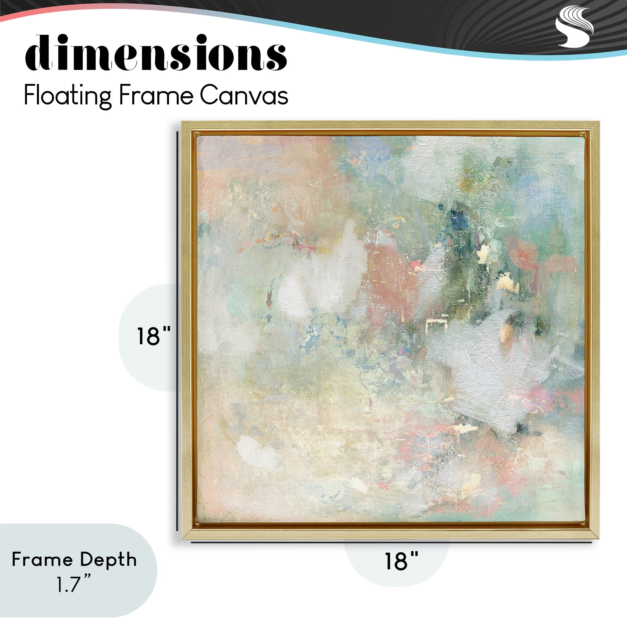 Stupell Industries Serene Pastel Brushstroke Harmony Gold Framed Floater Canvas Wall Art, design by Carol Robinson