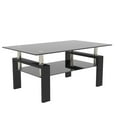 thumbnail image 4 of Aukfa Rectangle Tempered Glass Coffee Table Metal Tube Legs End Table for Living Room, Black, 4 of 10