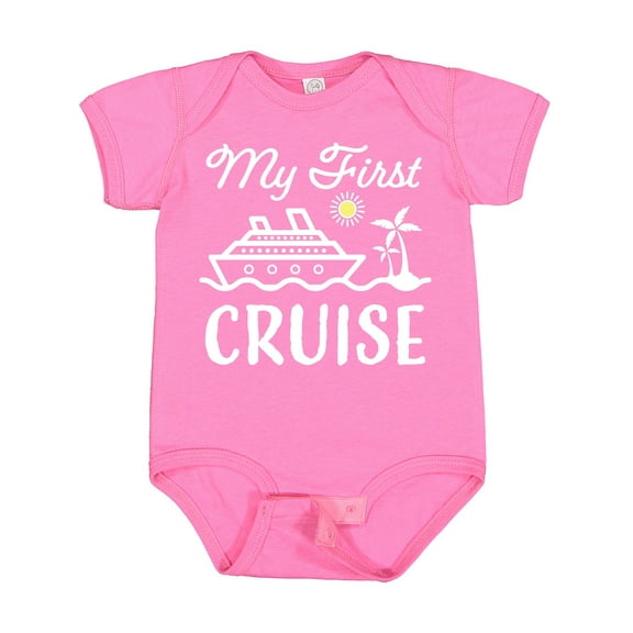 Inktastic My First Cruise with Cruise Ship and Palm Trees Boys or Girls Baby Bodysuit