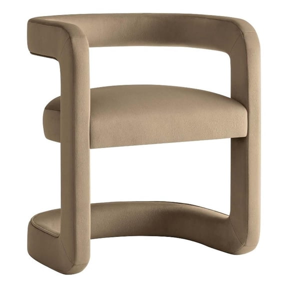 Maklaine Contemporary Performance Velvet Accent Chair in Taupe
