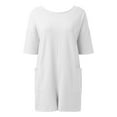 thumbnail image 4 of Rompers for Women Women's Summer Oversized Tee Romper Casual Workout Athletic Romper Backless Loose Shorts Jumpsuit Overalls Long Sleeves Women Thin Body 1st Date Outfit Super Jumpsuit Womens White M, 4 of 6