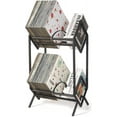 thumbnail image 5 of Vinyl Record Storage Holder, Holds up to 90-110 LPs, Metal Vinyl Record Organizer Stand, Simple/Functional/Easy Assembly, Classical Design for Files/Book/Magazine Record Rack (Black), 5 of 10