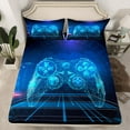 thumbnail image 2 of Manfei Neon Game Console Twin Sheet Sets, Futuristic Gamepad Bed Sheets Twin, Black Blue Bedding Sets Twin Size, Microfiber Bedroom Decoration, 3pcs, 2 of 7