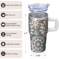 thumbnail image 3 of Bohemian Pattern Insulated Cup 20oz with Lid and Straw - Stainless Steel Double Wall Vacuum Travel Mug, Leakproof Thermal Tumbler, 3 of 5
