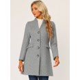 thumbnail image 2 of Abrigo largo elegante de invierno para mujer con cuello en V y un solo pecho Gris S, 2 of 6