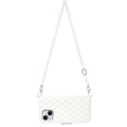 thumbnail image 4 of SaniMore Case for iPhone 15, PU Leather 3D Lattice Stylish for Girls Crossbody Lanyard Flip Kickstand Card Slots Cash Pocket Magnetic Clasp Full Body Protective Shockproof Wallet Shell, White, 4 of 9
