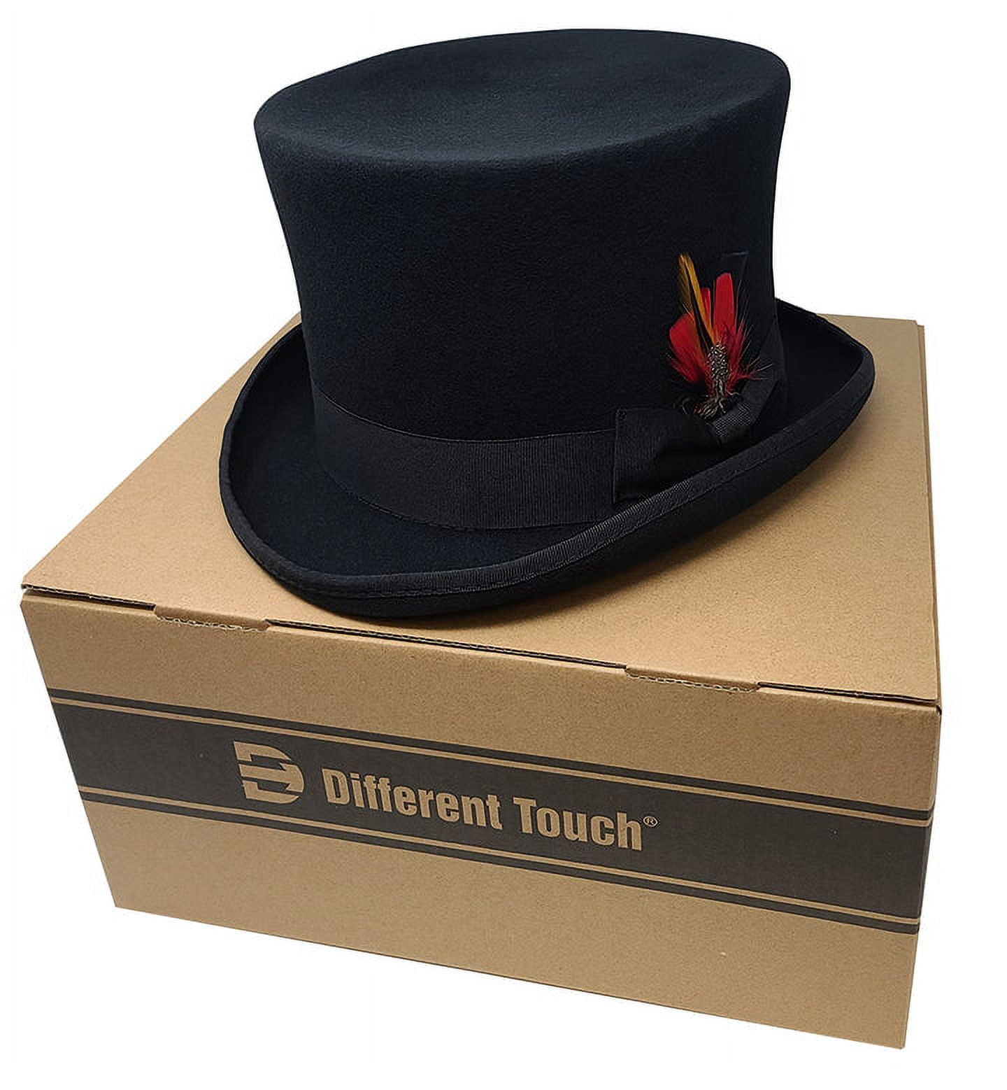 Different Touch Men 100% Wool Felt Top Hats Victorian Style Mad Hatter Tall