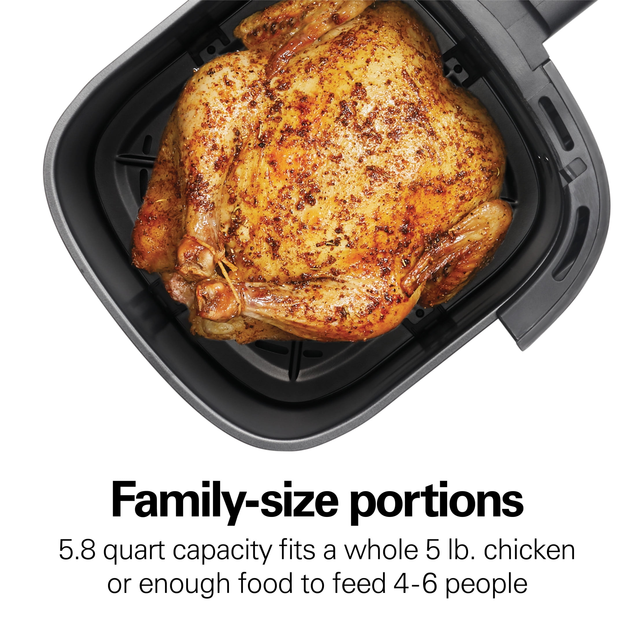 Hamilton Beach 5.8 Quart Air Fryer with Digital Touch Controls and Nonstick Basket, Stainless Steel