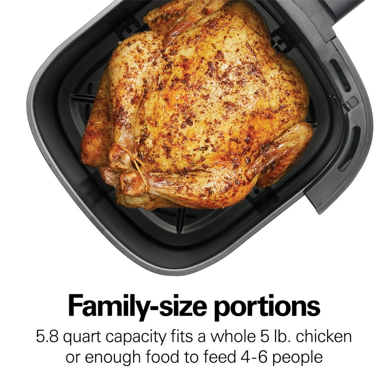 Hamilton Beach 5.8 Quart Digital Air Fryer - 8 Presets, Family Size, Easy Clean Basket, Black
