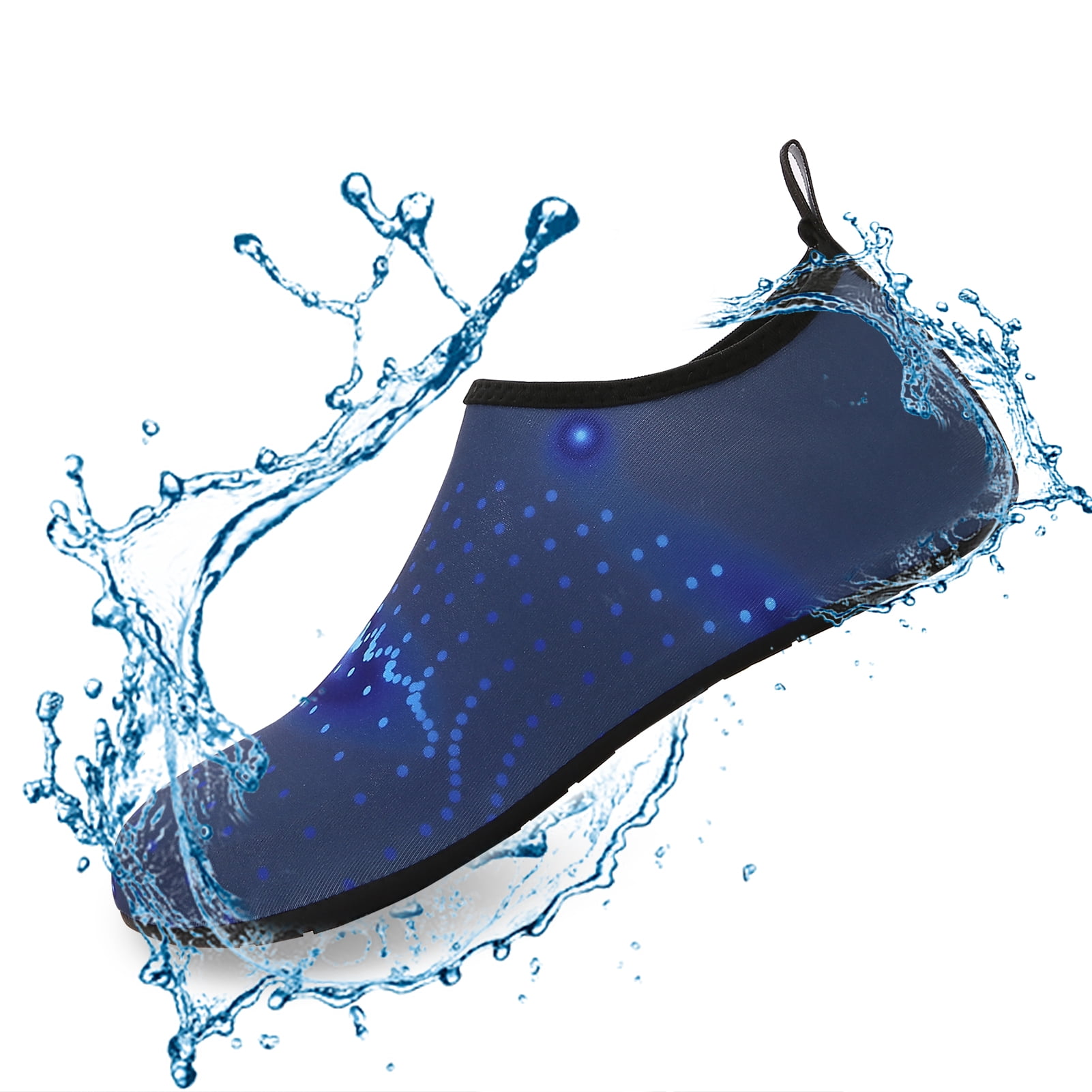 Men and Women a Slip On Barefoot Quick-Dry Beach Aqua Yoga Water Shoes (Glowing Dots/Navy, 11-12 Women/9.5-10 Men)